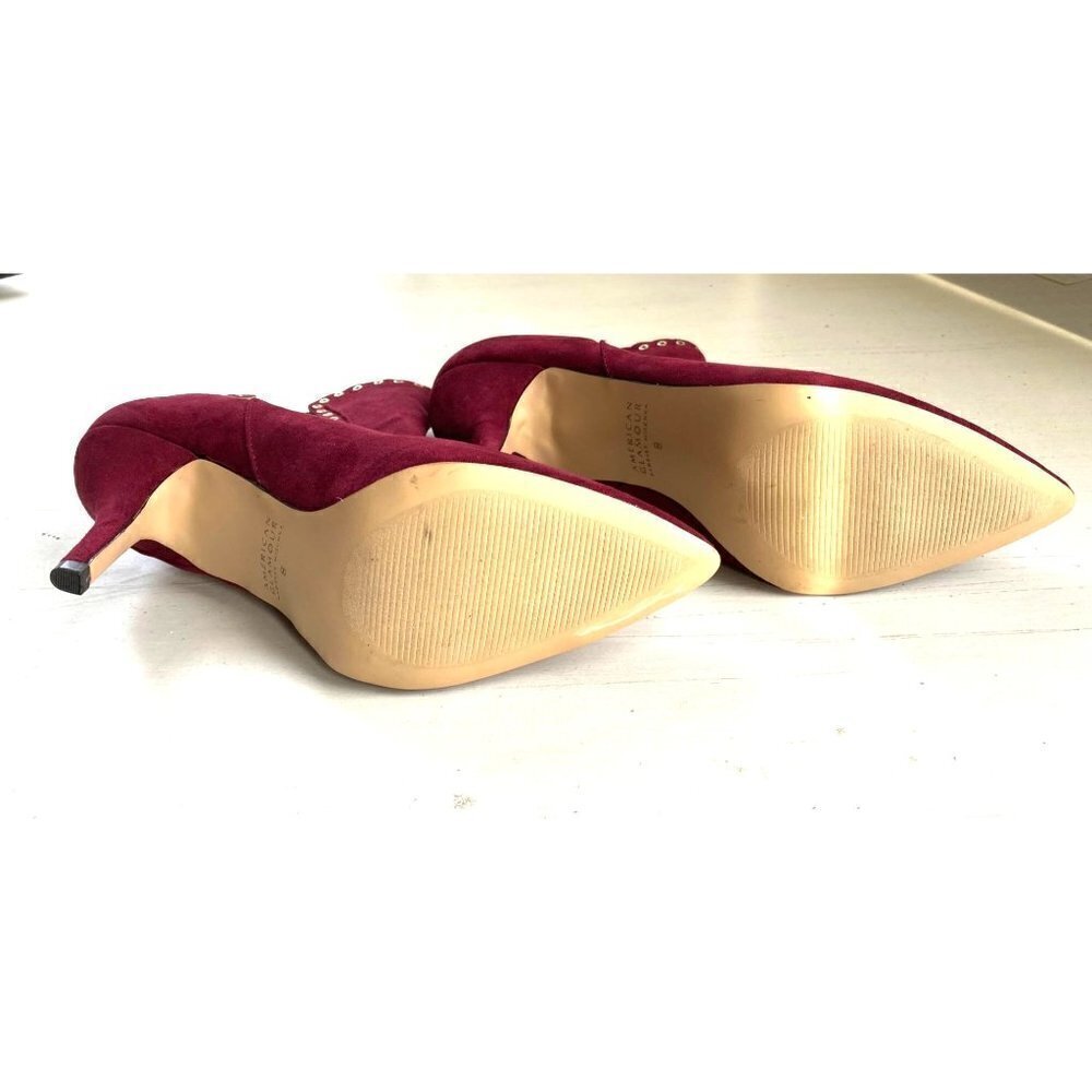 Badgley Mischka Merlot Grommet Trimmed Suede Booties Size 8 - Picture 4 of 6